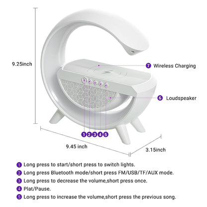 G Lamp with Speaker, Clock and Wireless Charger